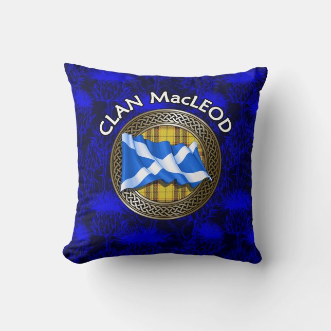 Klan MacLeod Tartan Knot & Flagga Kudde (Framsida)