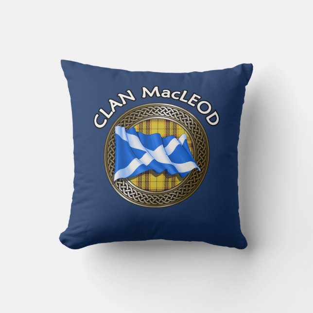 Klan MacLeod Tartan Knot & Flagga Kudde (Framsida)