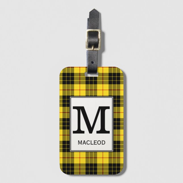 Klan MacLeod Tartan Monogrammed Bagagebricka (Framsida vertikal)