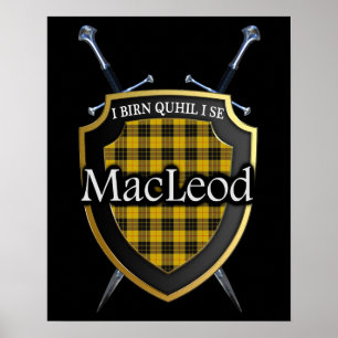 Klan MacLeod Tartan Scottish Shield & Swords Poster