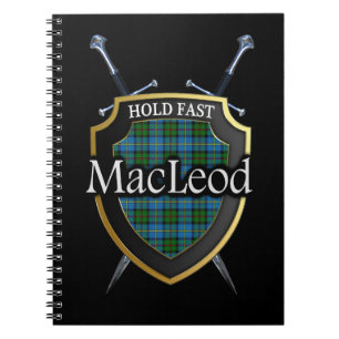 Klan MacLeod Tartan Shield & Swords Anteckningsbok Med Spiral