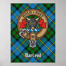 Klan MacLeod-Vapensköld över Tartan