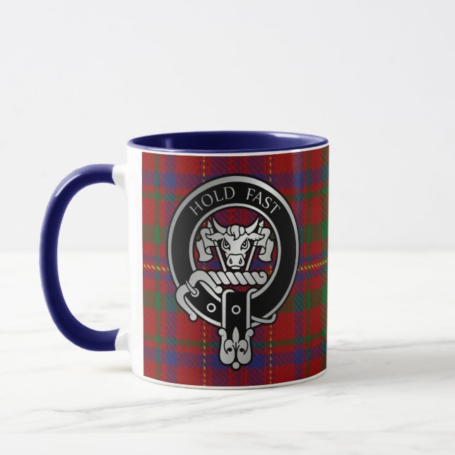 Klan MacLeod Vapensköld & Red Tartan Mugg (Vänster)