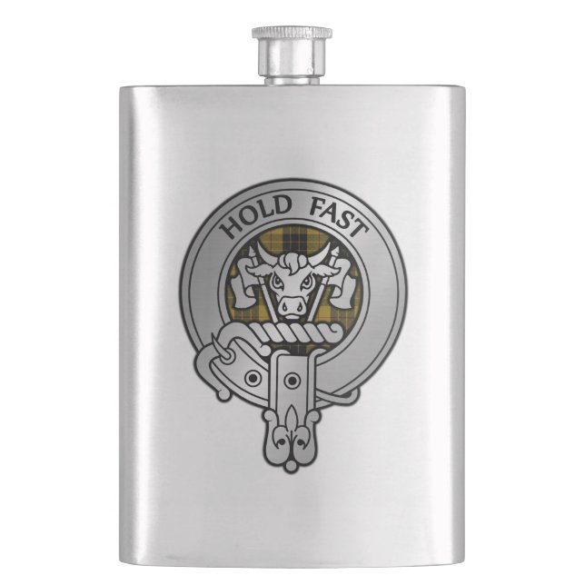 Klan MacLeod Vapensköld & Tartan Fickplunta (Framsidan)