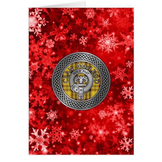 Klan MacLeod Vapensköld & Tartan Knot Hälsningskort (Framsidan)