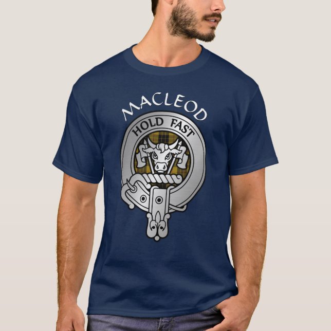 Klan MacLeod Vapensköld & Tartan T Shirt (Framsida)