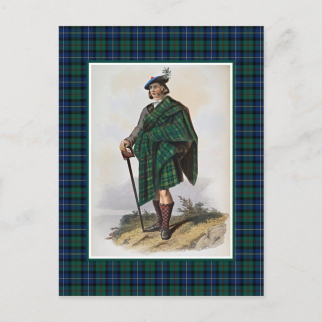 Klan MacLeod Vintage Illustration Tartan Ram Vykort (Framsida)