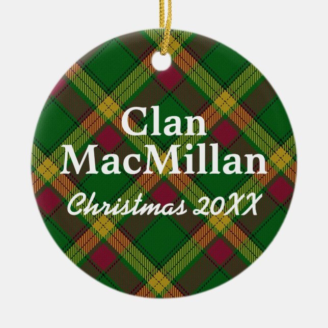 Klan MacMillan Scottish Tartan Julgransprydnad Keramik (Framsidan)