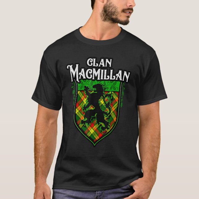 Klan Macmillan Surname Scottish Tartan Lejon Rampa T Shirt (Framsida)