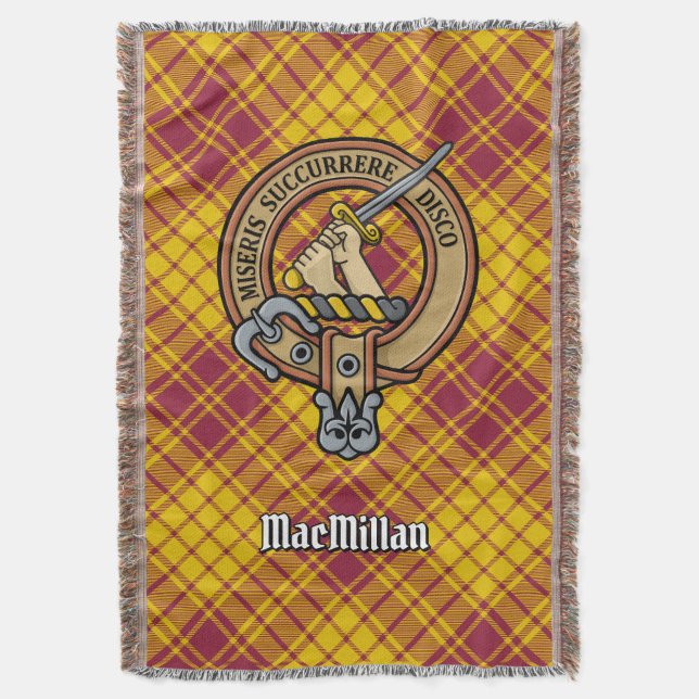 Klan MacMillan vapensköld över klänningstartan Filt (Framsidan Vertikal)