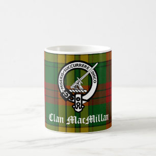 Klan MacMillan-Vapenskölden Badge och Tartan Kaffemugg