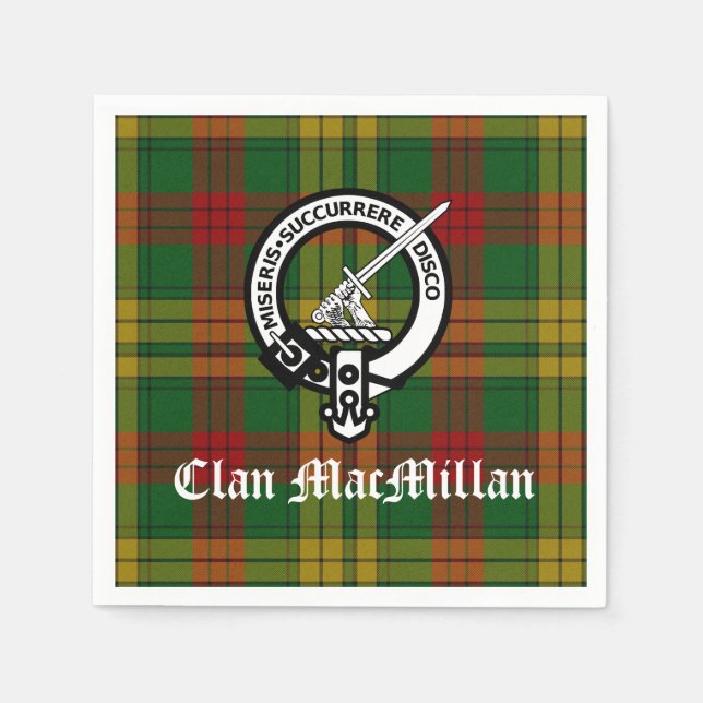 Klan MacMillan-Vapenskölden Badge och Tartan Pappersservett (Framsidan)