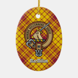 Klan MacMillan-Vapenskölden över Dress Tartan Julgransprydnad Keramik