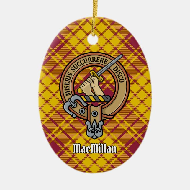 Klan MacMillan-Vapenskölden över Dress Tartan Julgransprydnad Keramik (Framsidan)