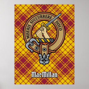 Klan MacMillan-Vapenskölden över Dress Tartan Poster