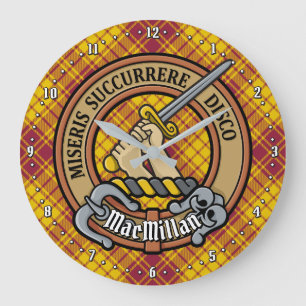Klan MacMillan-Vapenskölden över Dress Tartan Stor Klocka