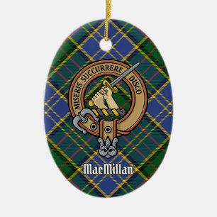 Klan MacMillan-Vapenskölden över jakt på Tartan Julgransprydnad Keramik