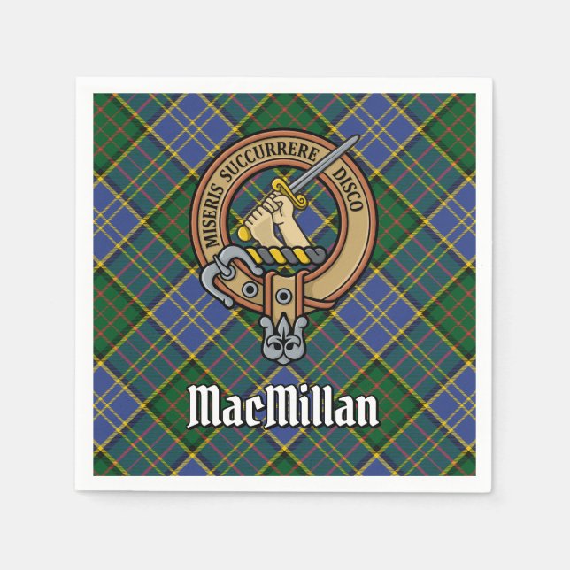 Klan MacMillan-Vapenskölden över jakt på Tartan Pappersservett (Framsidan)