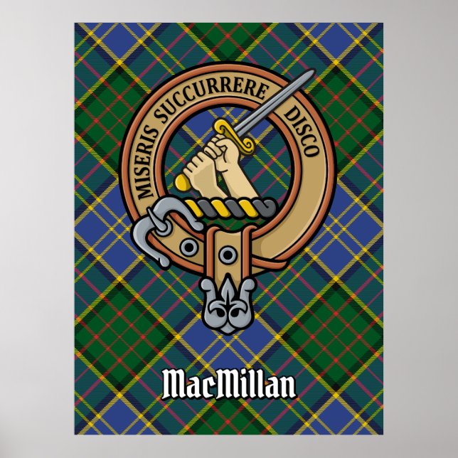 Klan MacMillan-Vapenskölden över jakt på Tartan Poster (Framsidan)