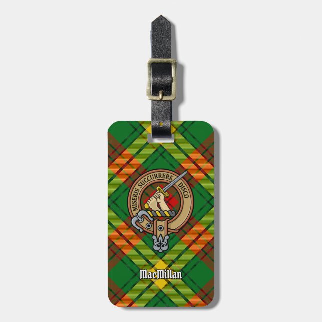 Klan MacMillan-Vapenskölden över Tartan Bagagebricka (Vertikal Framsida)