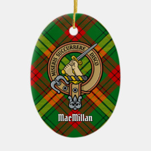 Klan MacMillan-Vapenskölden över Tartan Julgransprydnad Keramik