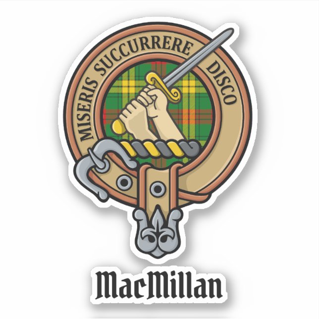 Klan MacMillan-Vapenskölden över Tartan Klistermärken (Framsida)