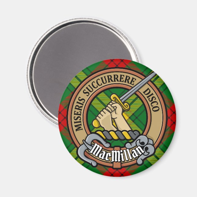 Klan MacMillan-Vapenskölden över Tartan Magnet (Front/Back)