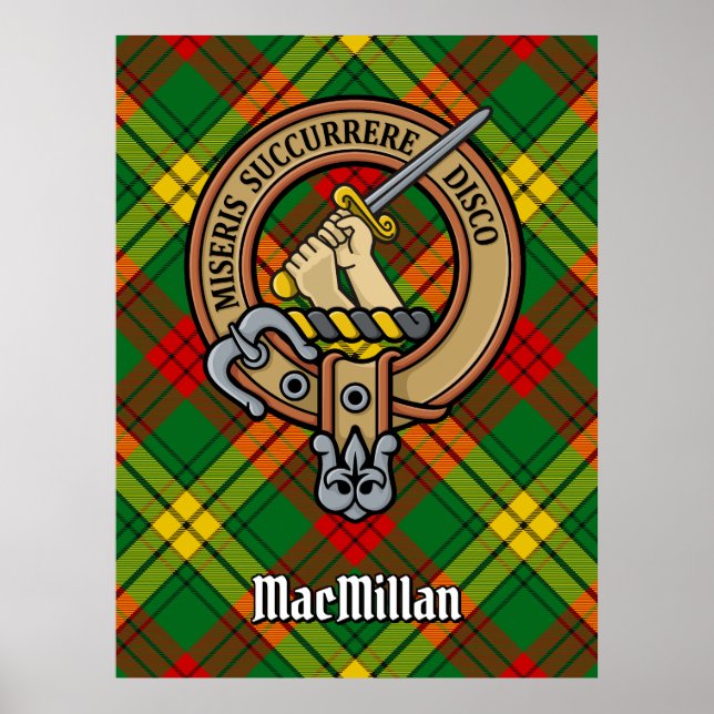 Klan MacMillan-Vapenskölden över Tartan Poster (Framsidan)