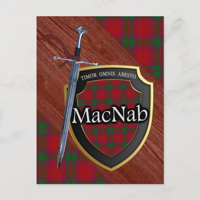 Klan MacNab Tartan Sword & Shield Vykort (Framsida)