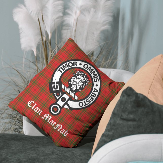 Klan MacNab Vapensköld Badge och Tartan Kudde (Coordinating blankets & other home décor available!)