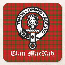 Klan MacNab Vapensköld Badge och Tartan Underlägg Papper Kvadrat