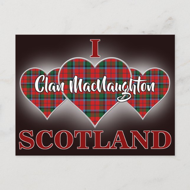 Klan MacNaughton I Kärlek Scotland Tartan Heart Vykort (Framsida)