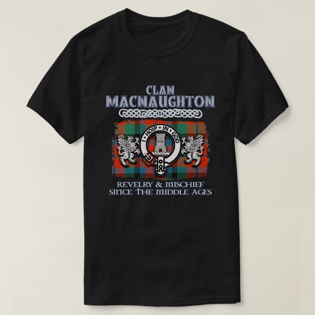 Klan MacNaughton vapensköld Scottish klans Scottis T Shirt (Design framsida)