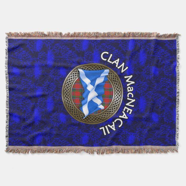 Klan MacNeacail Tartan Knot & Flagga Filt (Framsidan)