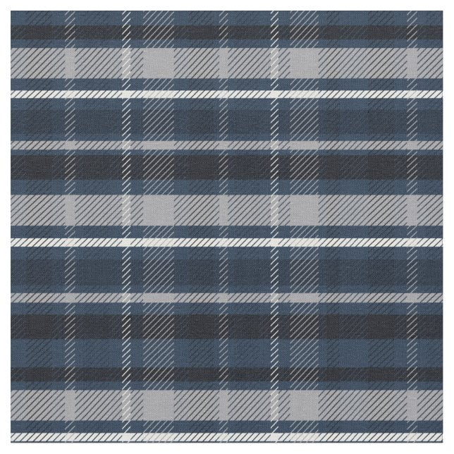 Klan Macneil Blue Scottish Tartan checkar mönster Tyg (Närbild)