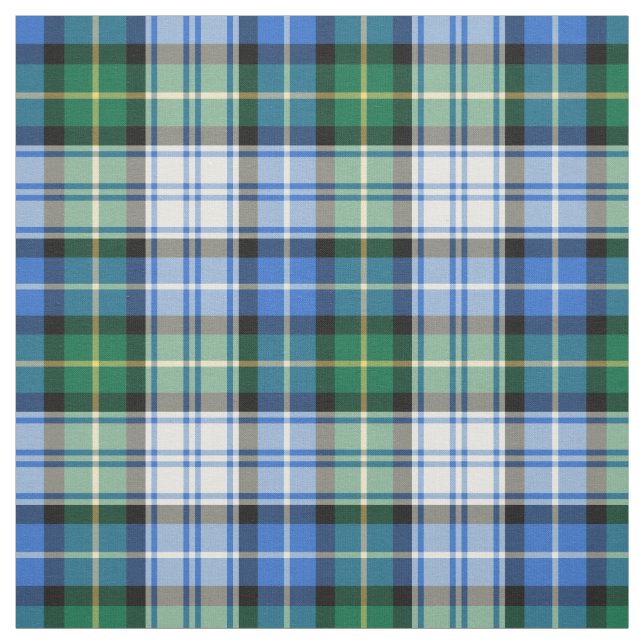 Klan MacNeil Dress Tartan Blue och Grönt Play Tyg (Provkarta)