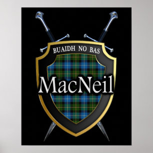 Klan MacNeil Tartan Scottish Shield & Swords Poster