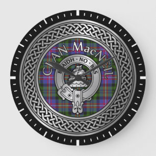 Klan MacNeil Vapensköld & Tartan Knot Stor Klocka