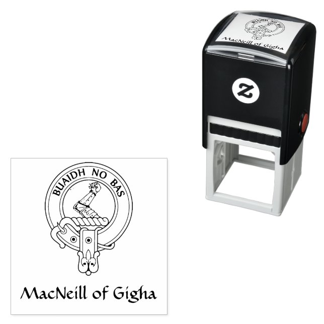 Klan MacNeill av Gigha Gaelic Vapensköld Rubber Fr Självfärgande Stämpel (In Situ)