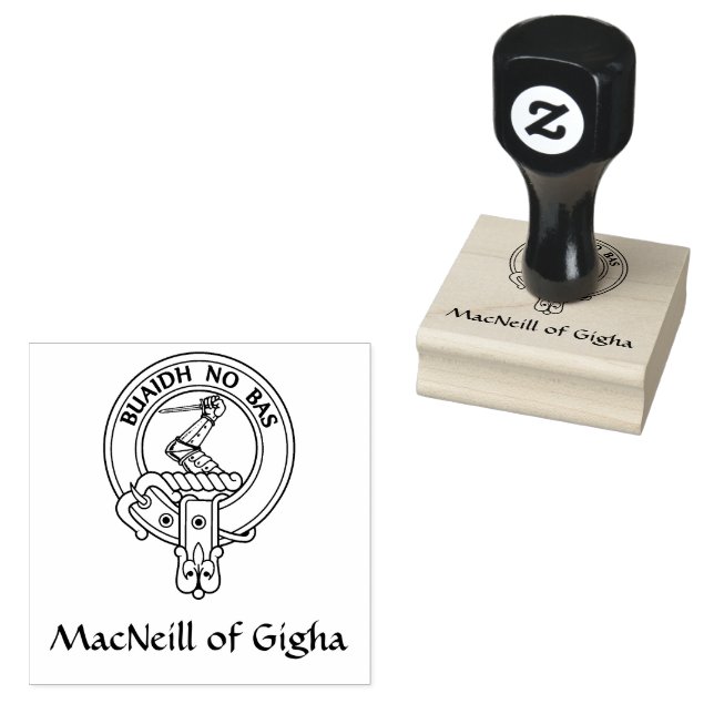 Klan MacNeill av Gigha Gaelic Vapensköld Rubber Fr Stämpel (Stämplad)