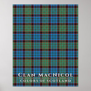 Klan MacNicol Färg av Scotland Hunting Tartan Poster