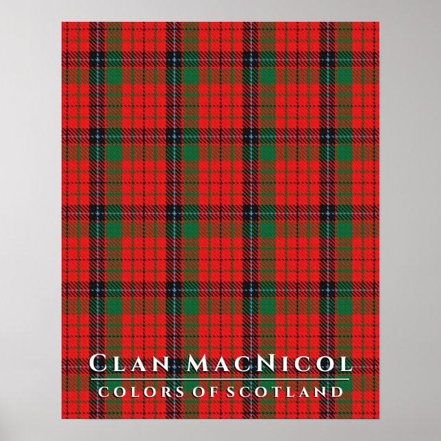 Klan MacNicol Färg av Scotland Red Tartan Poster (Framsidan)