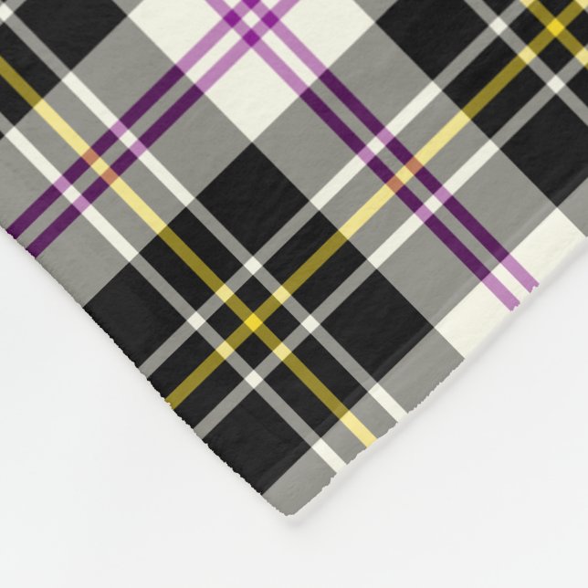 Klan MacPherson Black, White & Lila Dress Tartan Fleecefilt (Hörn)