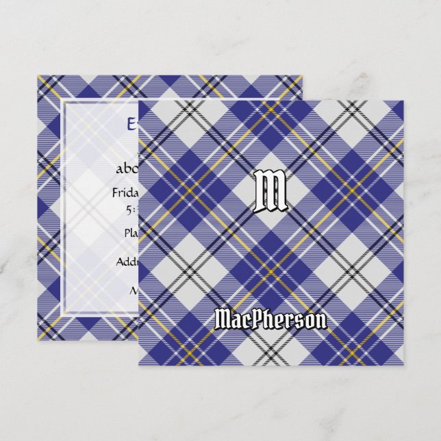 Klan MacPherson Blue Dress Tartan Inbjudningar (Fram/baksida)