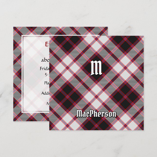 Klan MacPherson Hunting Tartan Inbjudningar (Fram/baksida)