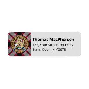 Klan MacPherson Hunting Tartan Label Returadress Etikett