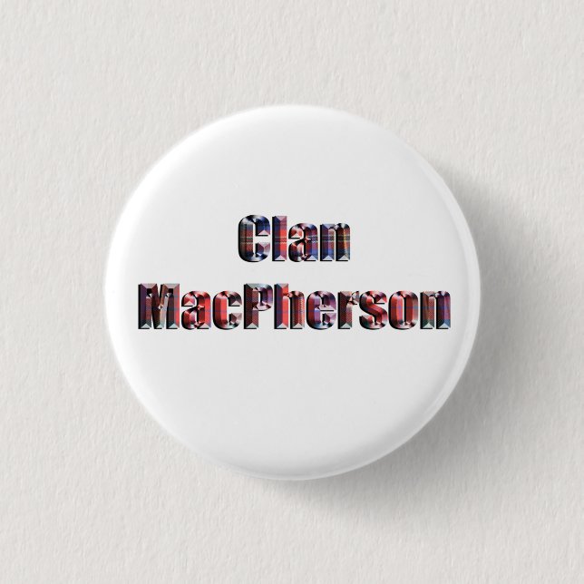Klan MacPherson Tartan Logotyp Knapp (Framsida)