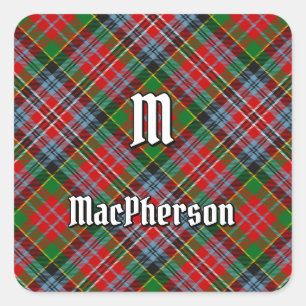 Klan MacPherson Tartan Square Sticker Fyrkantigt Klistermärke