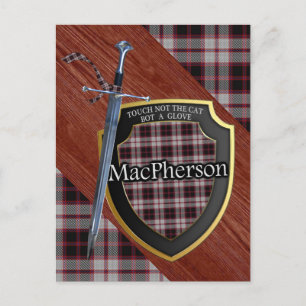 Klan MacPherson Tartan Sword & Shield Vykort