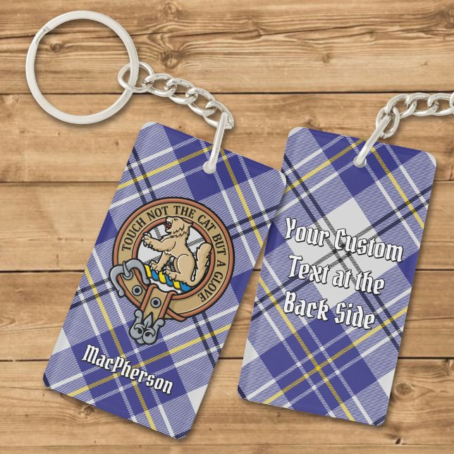 Klan MacPherson-Vapensköld över Blue Dress Tartan (Skapare uppladdad)